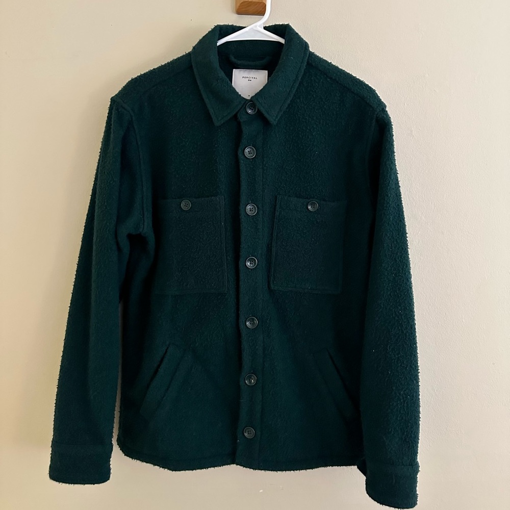 PERCIVAL MENSWEAR - BLANKET OVERSHIRT - FOREST - SIZE MEDIUM